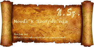 Novák Szofrónia névjegykártya